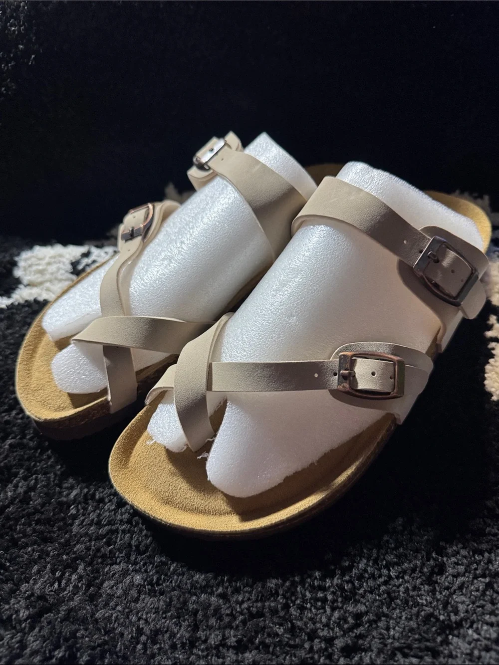 NWT Women’s Beige Strappy Buckle cork Sandals size 11m women’s